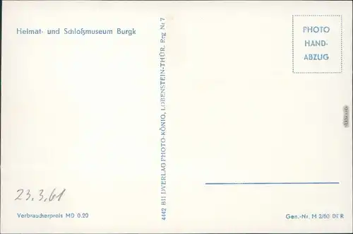 Ansichtskarte Burgkhammer-Burgk (Saale) Heimat- und Schloßmuseum 1960