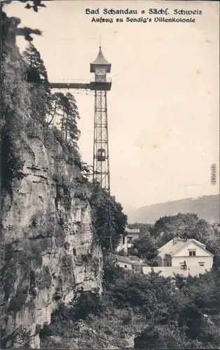 Ansichtskarte Bad Schandau Aufzug Sendigs Villen 1918 