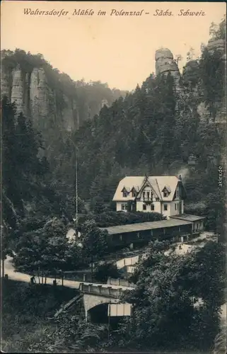 Ansichtskarte Polenz-Neustadt (Sachsen) Waltersdorfer Mühle 1914 