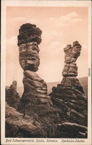 Ansichtskarte Bad Schweizermühle-Rosenthal-Bielatal Herkules Säulen 1940