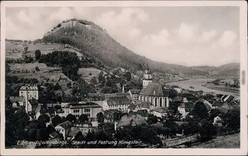 Ansichtskarte Königstein (Sächsische Schweiz) Blick auf die Stadt 1957 