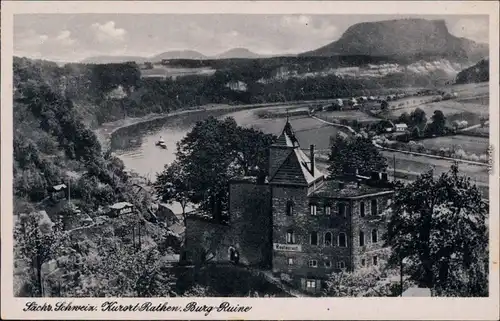 Ansichtskarte Rathen Restaurant - Burg-Ruine 1953 