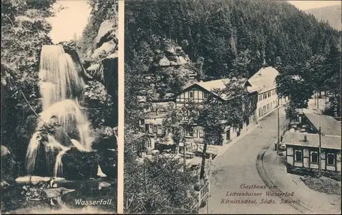 Ansichtskarte Lichtenhain Bild Restauration und Wasserfall 1925 