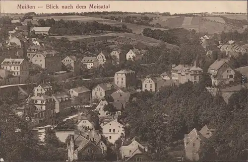 Ansichtskarte Meißen Blick nach dem Meisatal - Villen 1918