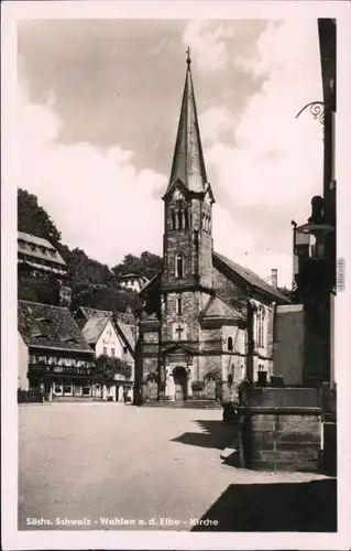 Ansichtskarte Dorf Wehlen-Wehlen Kirche 1955 