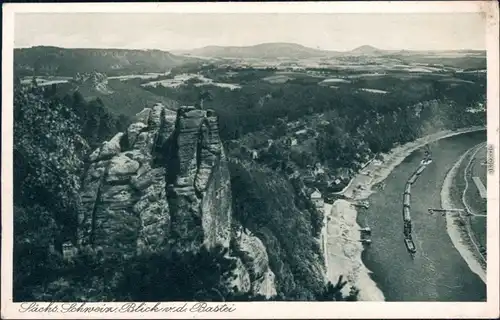 Ansichtskarte Lohmen (Sachsen) Blick von der Bastei 1928