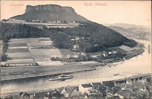 Ansichtskarte Porschdorf-Bad Schandau Blick auf Lilienstein 1915 