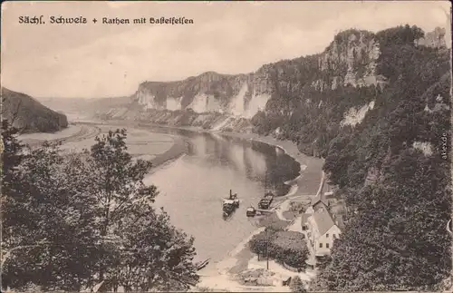 Ansichtskarte Rathen Panorama-Ansicht Basteifelsen 1918
