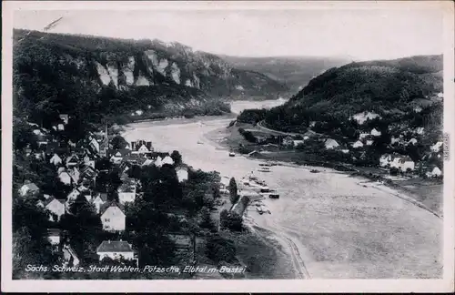 Ansichtskarte Wehlen Stadt Wehlen - Pötzscha, Elbtal mit Bastei 1939