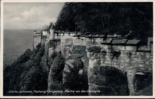 Ansichtskarte Königstein (Sächsische Schweiz) Partie an der Südseite 1935