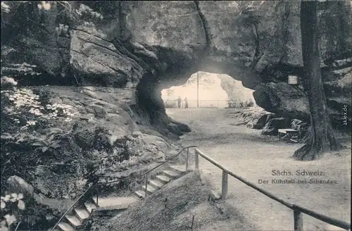 Ansichtskarte Kirnitzschtal Kuhstall bei Schandau 1913