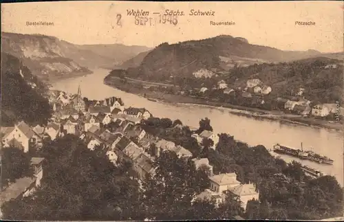 Ansichtskarte Wehlen Blick auf die Stadt 1941 