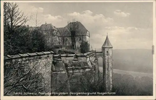Königstein (Sächsische Schweiz) Festung Königstein mit Georgenburg   1932