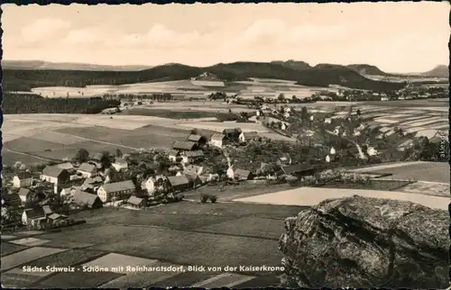 Schöna Reinhardtsdorf mit Reinhardtsdorf, Blick von der Kaiserkrone 1962