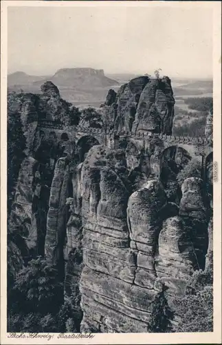 Ansichtskarte Lohmen (Sachsen) Basteibrücke - Sächsische Schweiz 1928 