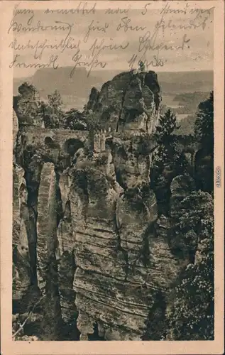 Ansichtskarte Rathen Blick auf die Bastei 1922 