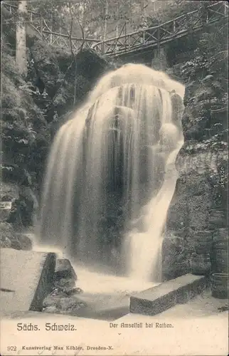Ansichtskarte Rathen Amselfall (Elbsandsteingebirge) 1905 