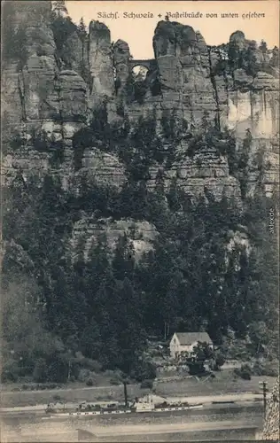 Ansichtskarte Ansichtskarte Lohmen (Sachsen) Basteibrücke von unten 1915