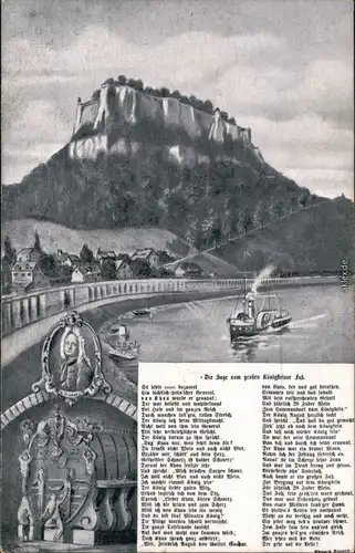 Ansichtskarte Königstein (Sächsische Schweiz) Festung Königstein 1924