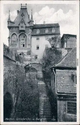 Ansichtskarte Ansichtskarte Meißen Schloßstufen und Burgtor 1951 