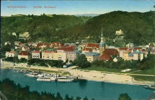 Ansichtskarte Bad Schandau Blick auf die Stadt 1916 