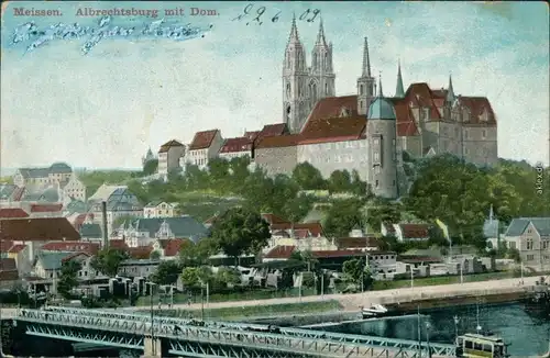 Ansichtskarte Meißen Blick auf die Stadt, Brücken 1913 