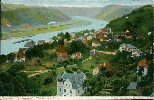 Ansichtskarte Wehlen Blick über die Stadt - Villen 1915 