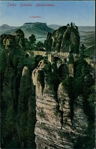 Ansichtskarte Rathen Basteifelsen 1913 