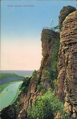 Ansichtskarte Rathen Partie am Basteifelsen 1929 