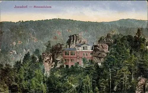 Ansichtskarte Jonsdorf Blick auf Nonnenfelsen - Restauration 1914 