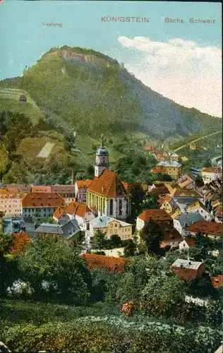 Ansichtskarte Königstein (Sächsische Schweiz) Blick auf die Stadt 1915 