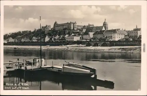 Ansichtskarte Pirna Blick auf die Stadt - Anlegestelle 1946