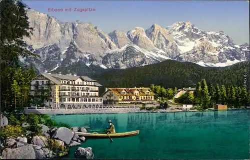 Ansichtskarte Garmisch-Partenkirchen Eibsee mit Zugspitze 1914