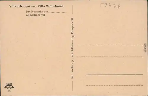 Bad Neuenahr Ahrweiler Villa Klement Villa Wilhelmina - Mittelstraße 7/11 1928