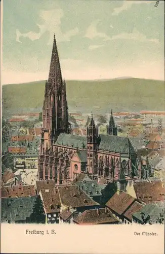 Ansichtskarte Freiburg im Breisgau Blick über die Stadt - Münster 1908 