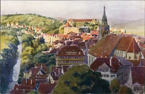 Ansichtskarte Ansichtskarte Tübingen Stadt vom Oesterberg 1922 