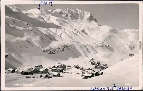 Ansichtskarte Zürs-Lech Blick auf die Stadt im Winter 1938 