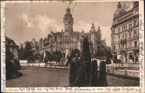 Ansichtskarte Leipzig Partie am neuen Rathaus 1931 