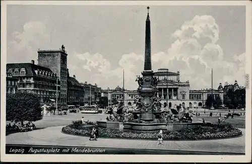 Ansichtskarte Leipzig Augustusplatz mit Mendebrunnen 1940 