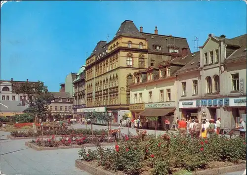 Ansichtskarte Aue (Erzgebirge) Altmarkt mit Beete im Vordergrund g1988