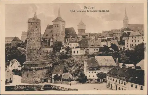 Ansichtskarte Bautzen Budyšin Blick von der Kronprinzenbrücke 1928 