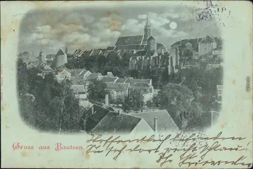 Ansichtskarte Bautzen Budyšin Stadtpartie - Mondscheinlitho 1898 