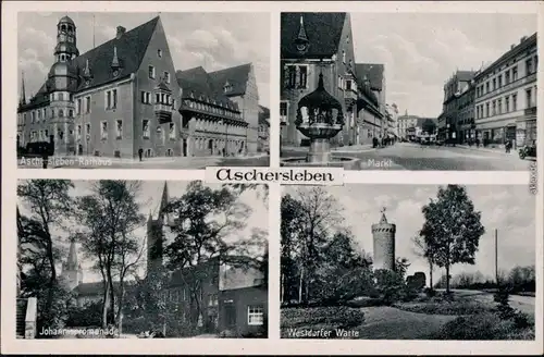 Aschersleben Rathaus, Markt, Johannispromenade, Westdorfer Warte 1935