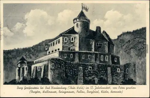 Ansichtskarte Bad Blankenburg Künstlerkarte Burg Greifenstein 1930 