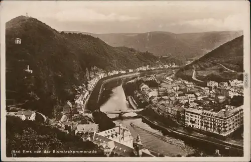 Ansichtskarte Bad Ems Blickk auf die Bismarckpromenade 1929 