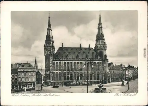 Ansichtskarte Aachen Markt mit Rathaus 1938