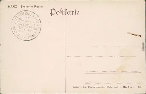 Ansichtskarte Wernigerode Wanderer an der steinernen Renne 1909