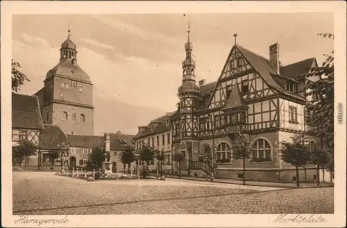 Ansichtskarte Harzgerode Marktplatz 1928