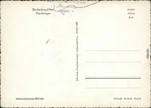 Ansichtskarte Blankenburg (Harz) 2 Bild Thie-Anlagen 1964 