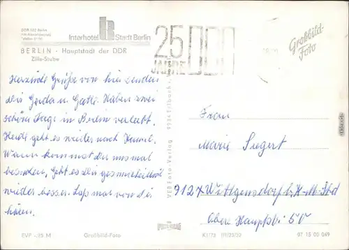 Ansichtskarte Mitte-Berlin Berlin Interhotel "Stadt Berlin": Zille-Stube 1973